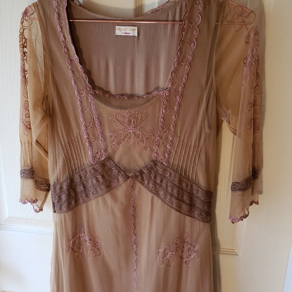 Taupe and Pink Age of Love dress by Nataya sz S - Picture 6 of 8